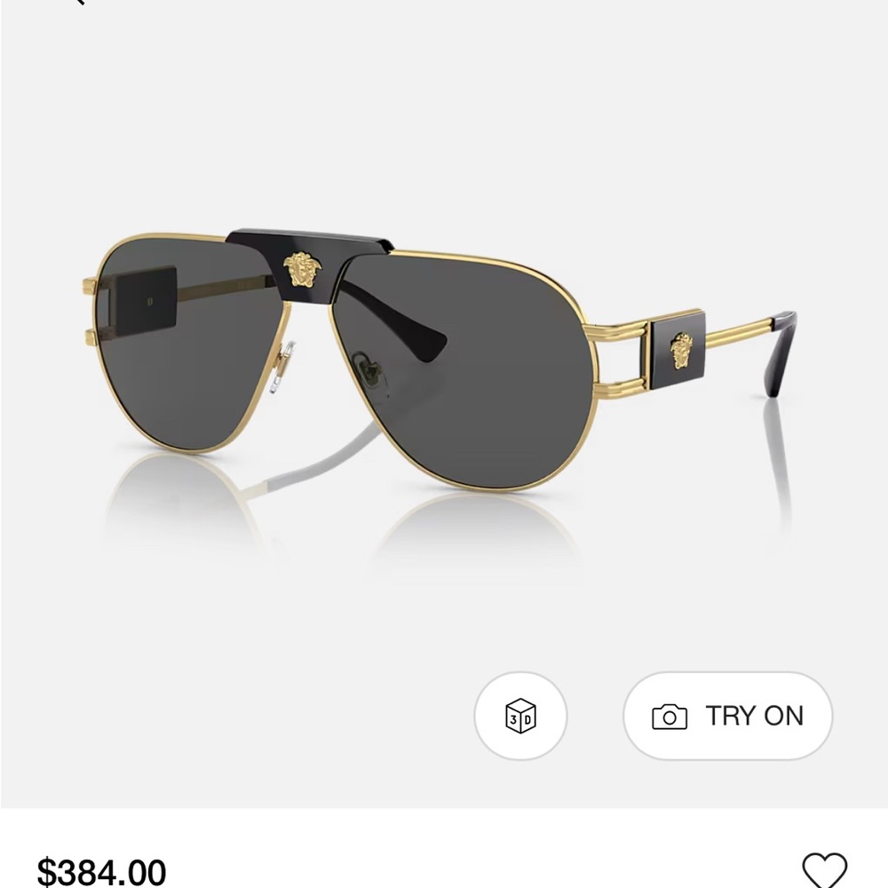 Versace Gold and Black Aviator Sunglasses